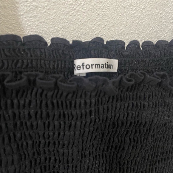 Reformation Hilary Black Smocked Mini Dress Size M - Picture 7 of 16